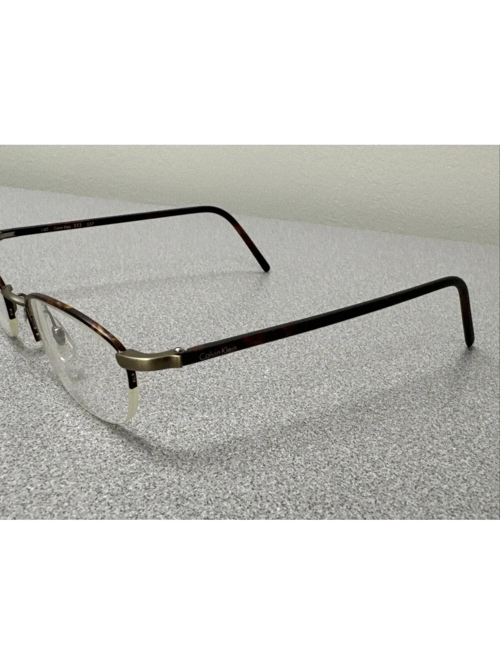 Calvin Klein Eyeglasses ITALY 353-557 Half Rim Tortoise Brown Metal 49[]20-140
